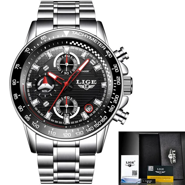 Military Quartz Watch Men Full Steel Business Waterproof Clock
