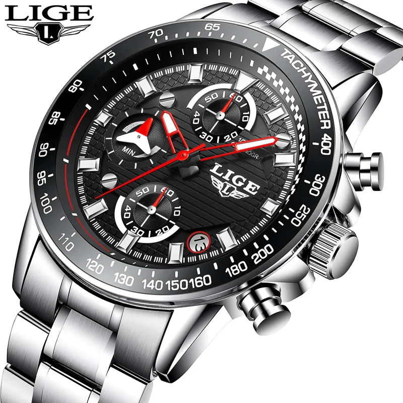 Military Quartz Watch Men Full Steel Business Waterproof Clock