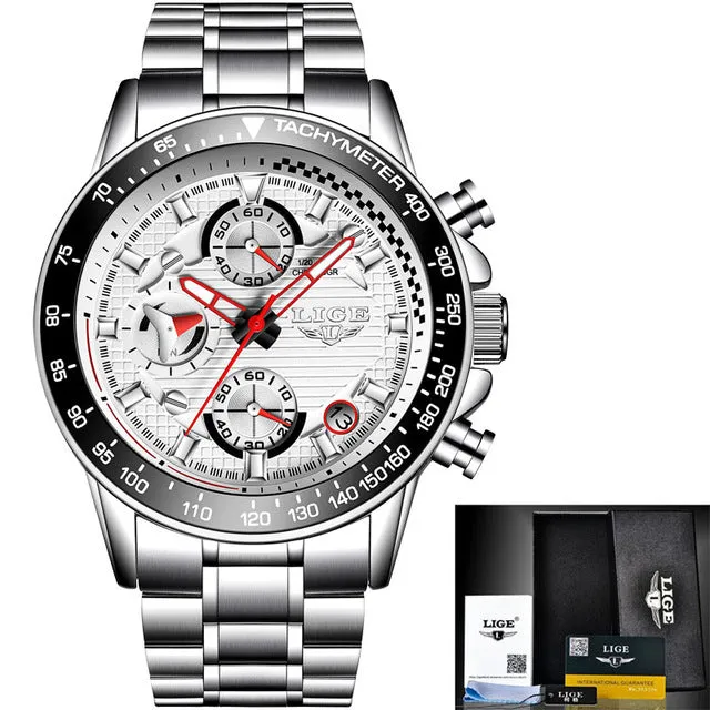 Military Quartz Watch Men Full Steel Business Waterproof Clock