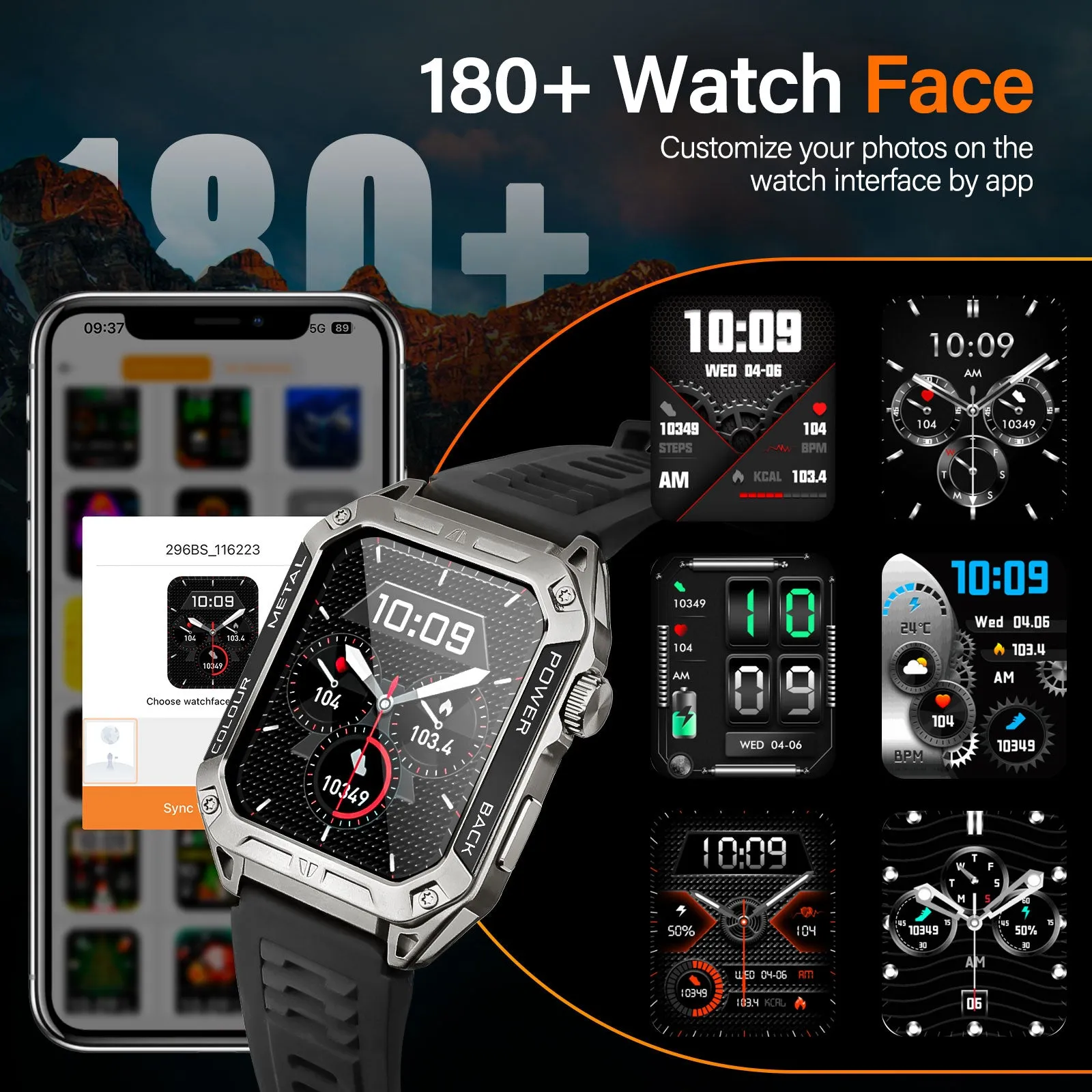 Military Smart Watch for Men 1.91'' Big Screen (Make/Answer Call) Rugged Fitness Tracker 100  Sports Modes Activity Tracker with Heart Rate SpO2 Sleep Monitor Tactical Smartwatch for iPhone Android
