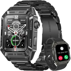 Military Smart Watch for Men 1.91'' Big Screen (Make/Answer Call) Rugged Fitness Tracker 100  Sports Modes Activity Tracker with Heart Rate SpO2 Sleep Monitor Tactical Smartwatch for iPhone Android