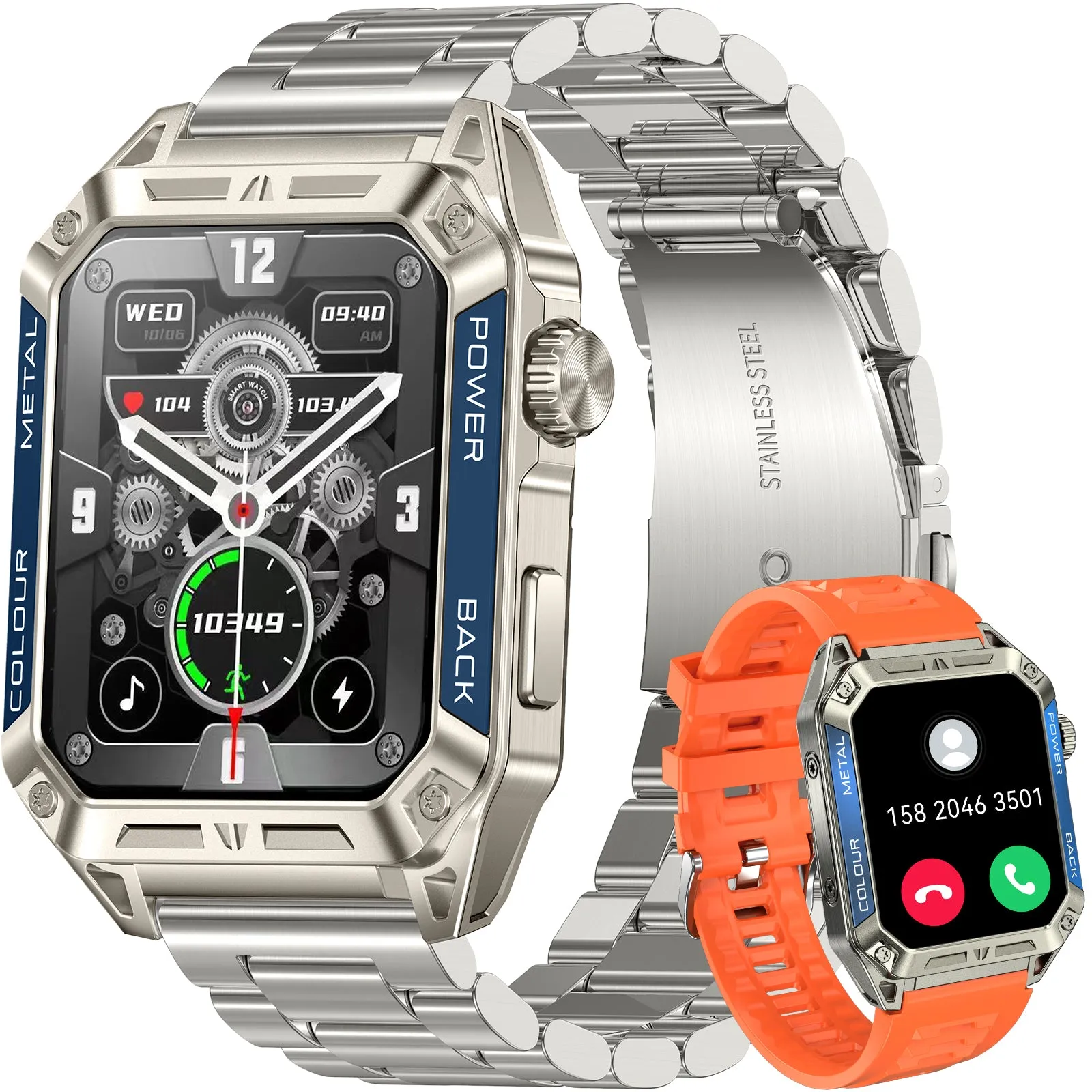 Military Smart Watch for Men 1.91'' Big Screen (Make/Answer Call) Rugged Fitness Tracker 100  Sports Modes Activity Tracker with Heart Rate SpO2 Sleep Monitor Tactical Smartwatch for iPhone Android
