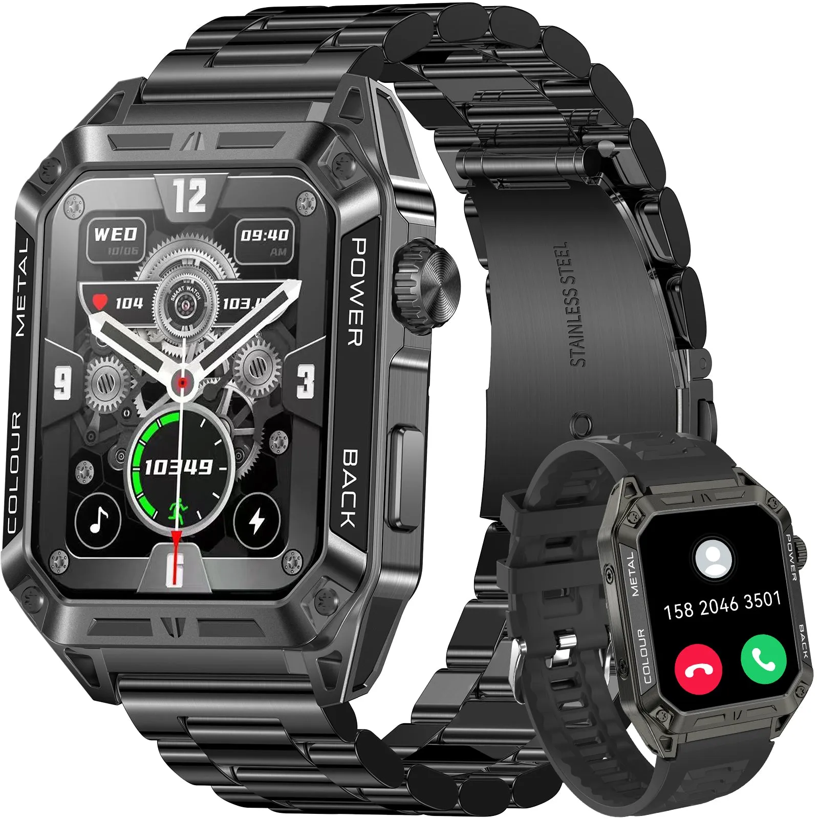 Military Smart Watch for Men 1.91'' Big Screen (Make/Answer Call) Rugged Fitness Tracker 100  Sports Modes Activity Tracker with Heart Rate SpO2 Sleep Monitor Tactical Smartwatch for iPhone Android
