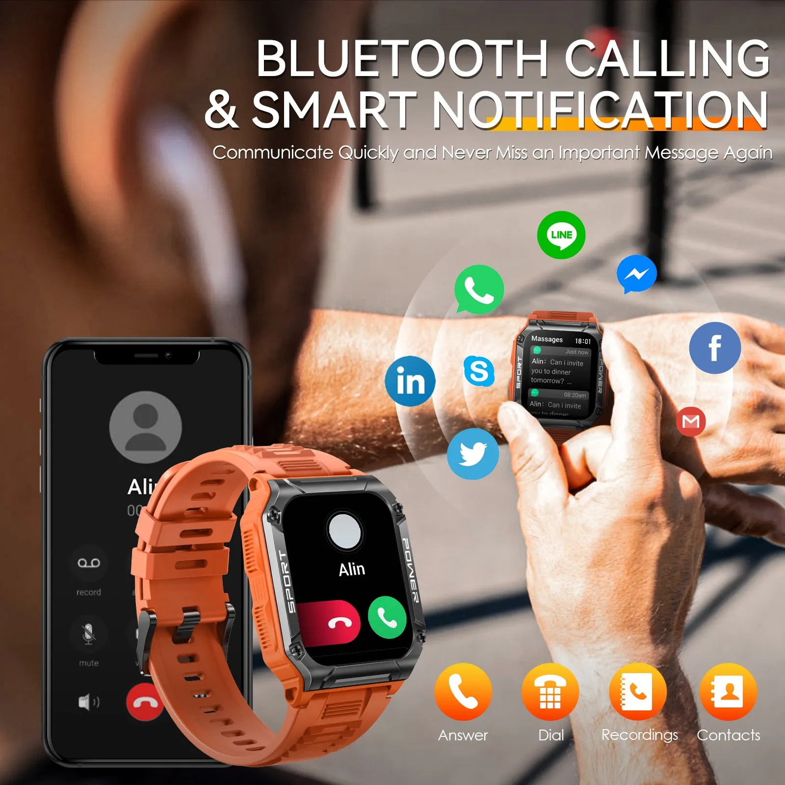Military Smart Watch for Men 1.95'' Smart Watch (Answer/Make Calls) with Compass Heart Rate Sleep Monitor 109 Sports Modes Fitness Tracker Watch Outdoor Tactical Rugged Smartwatch for iPhone Android