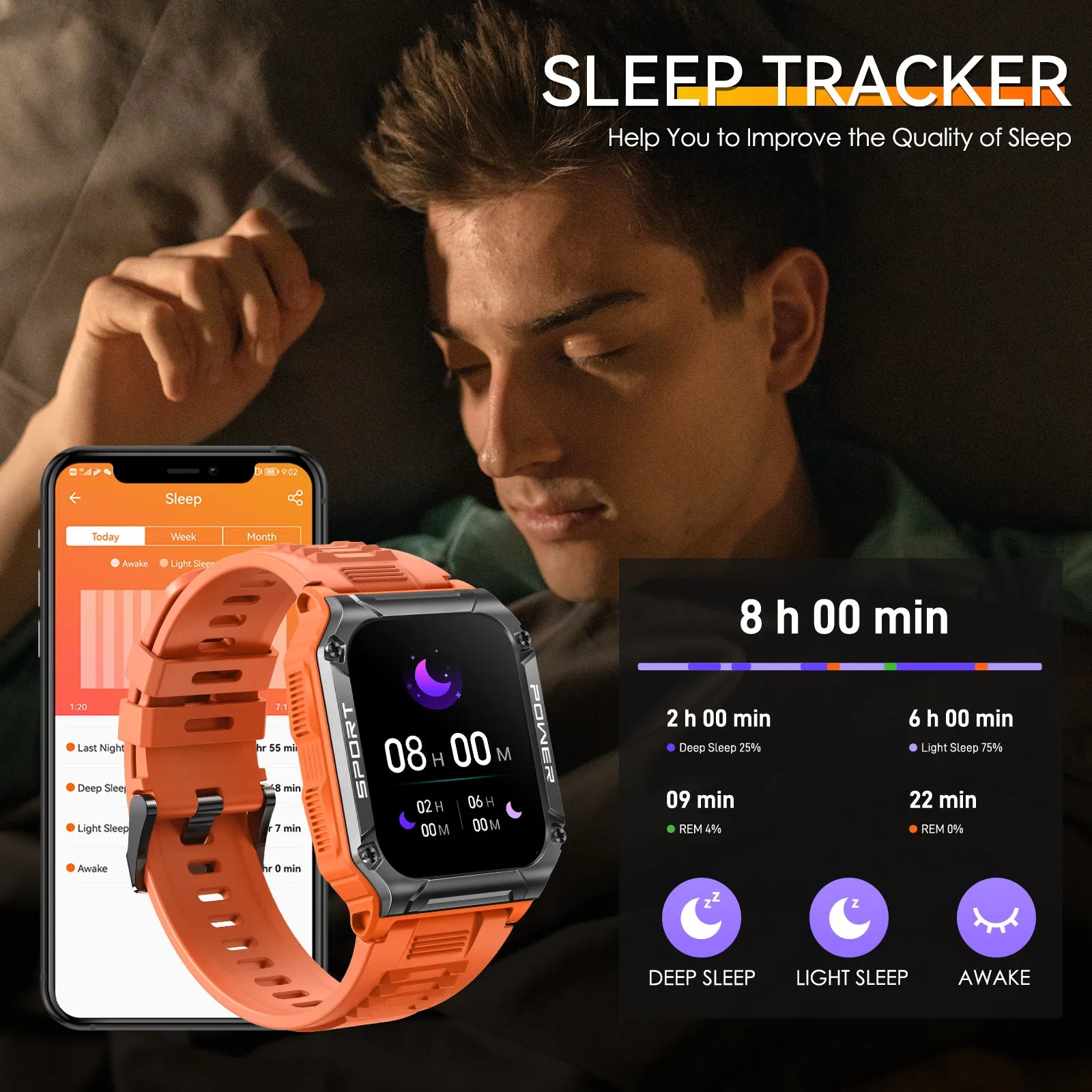Military Smart Watch for Men 1.95'' Smart Watch (Answer/Make Calls) with Compass Heart Rate Sleep Monitor 109 Sports Modes Fitness Tracker Watch Outdoor Tactical Rugged Smartwatch for iPhone Android