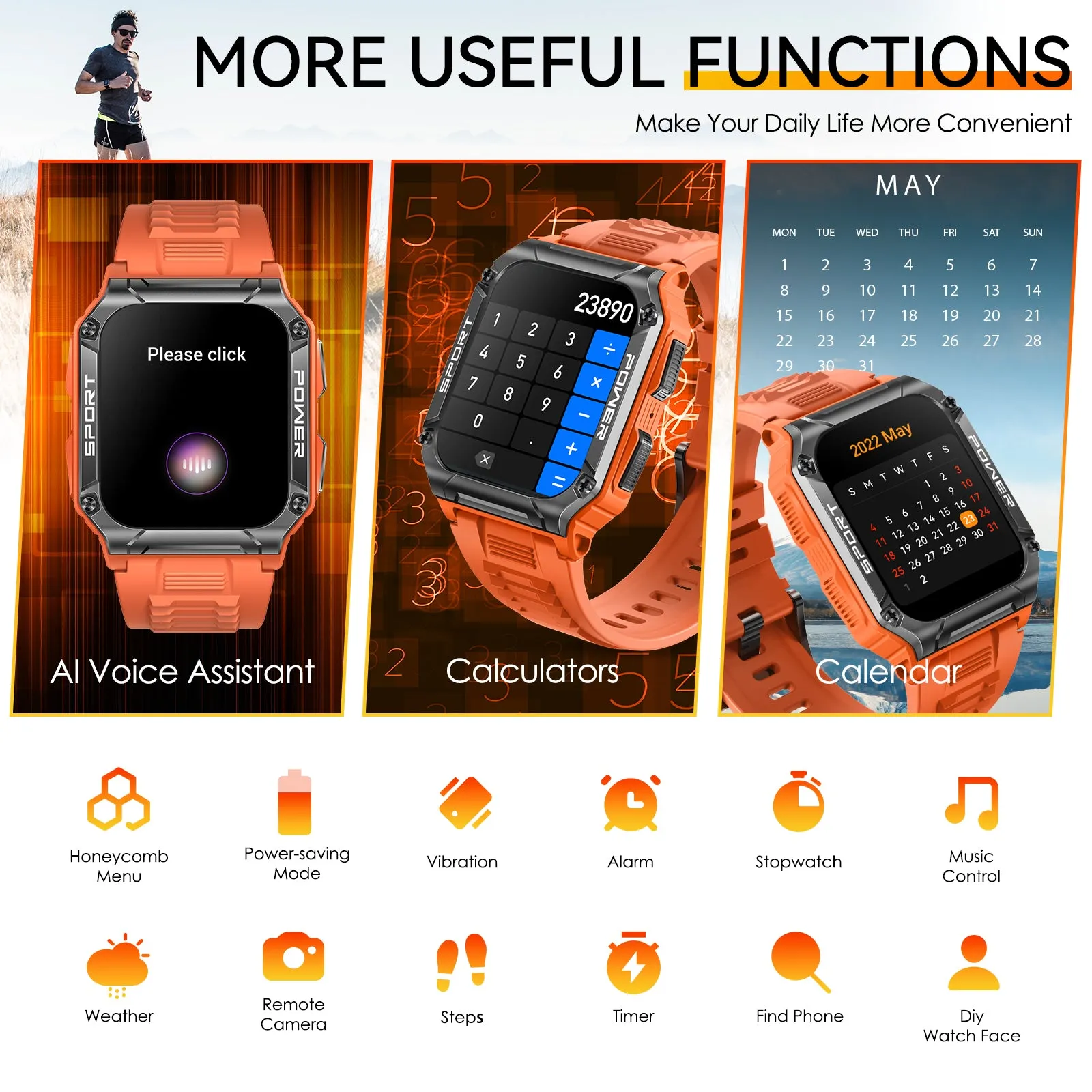 Military Smart Watch for Men 1.95'' Smart Watch (Answer/Make Calls) with Compass Heart Rate Sleep Monitor 109 Sports Modes Fitness Tracker Watch Outdoor Tactical Rugged Smartwatch for iPhone Android