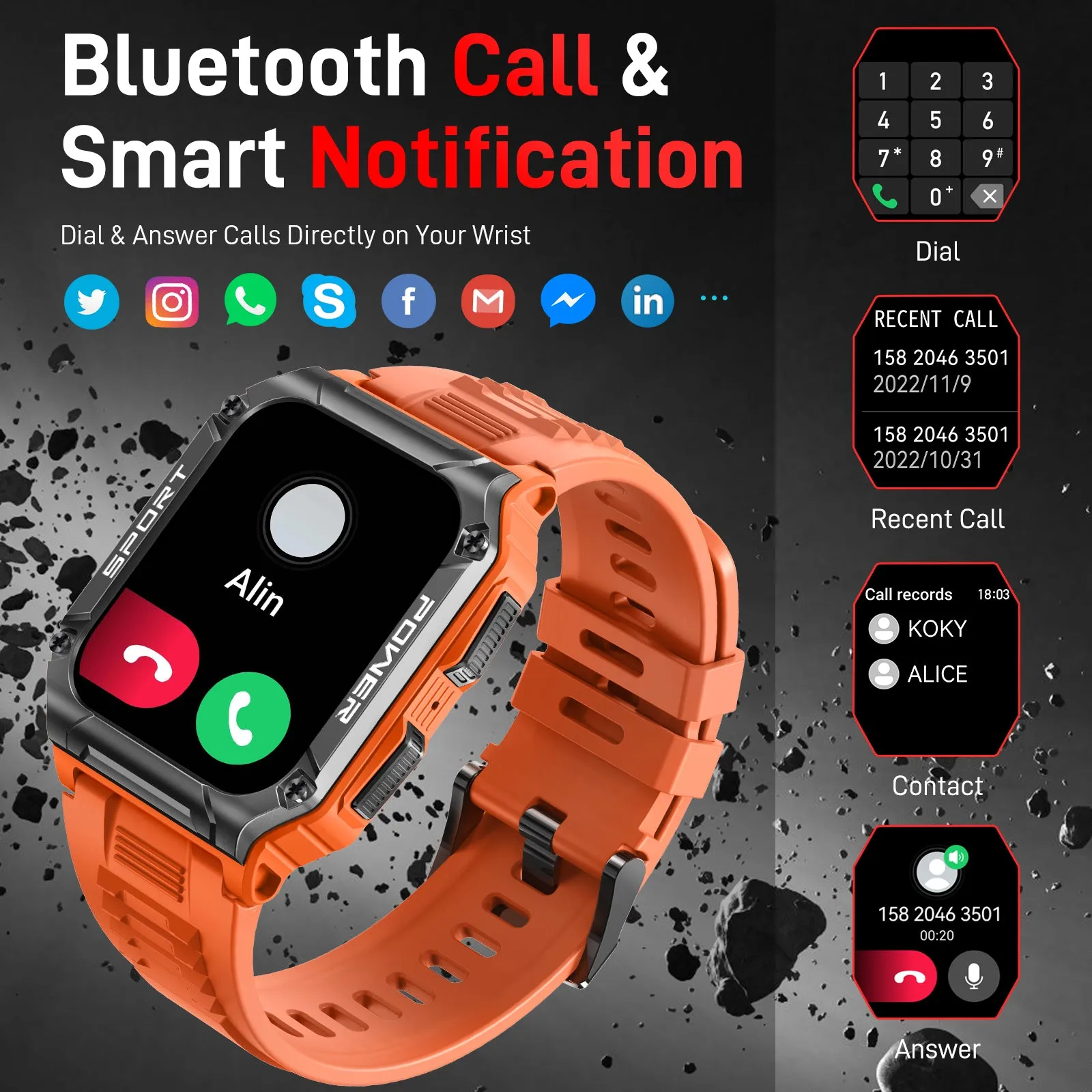 Military Smart Watch for Men 1.95'' Smart Watch (Answer/Make Calls) with Compass Heart Rate Sleep Monitor 109 Sports Modes Fitness Tracker Watch Outdoor Tactical Rugged Smartwatch for iPhone Android
