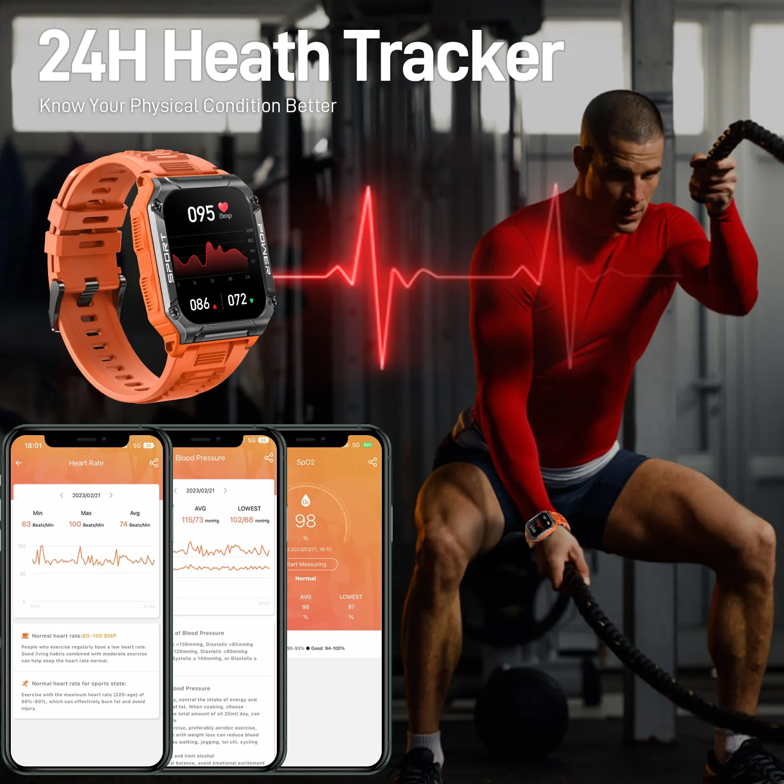 Military Smart Watch for Men 1.95'' Smart Watch (Answer/Make Calls) with Compass Heart Rate Sleep Monitor 109 Sports Modes Fitness Tracker Watch Outdoor Tactical Rugged Smartwatch for iPhone Android
