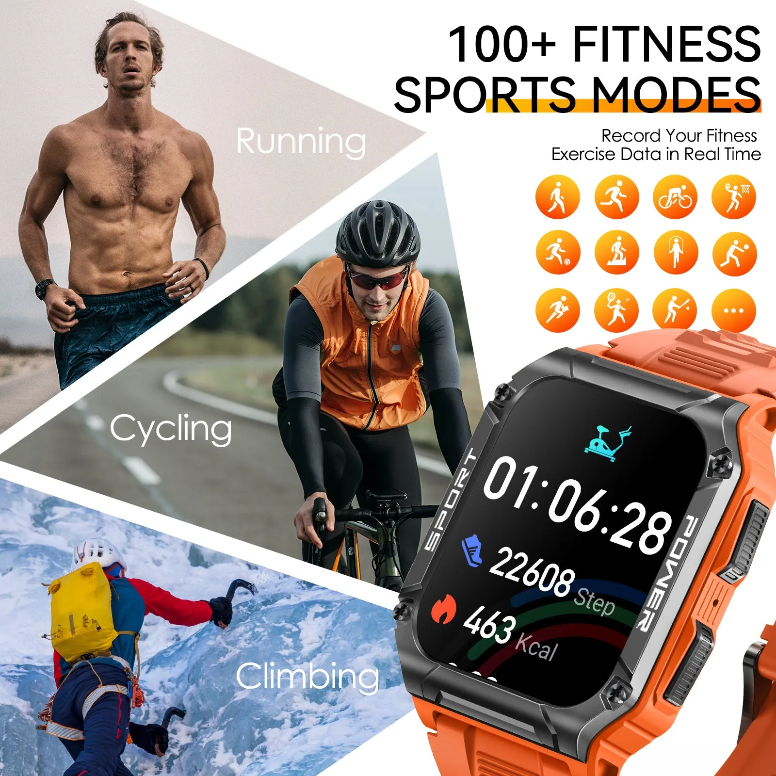 Military Smart Watch for Men 1.95'' Smart Watch (Answer/Make Calls) with Compass Heart Rate Sleep Monitor 109 Sports Modes Fitness Tracker Watch Outdoor Tactical Rugged Smartwatch for iPhone Android