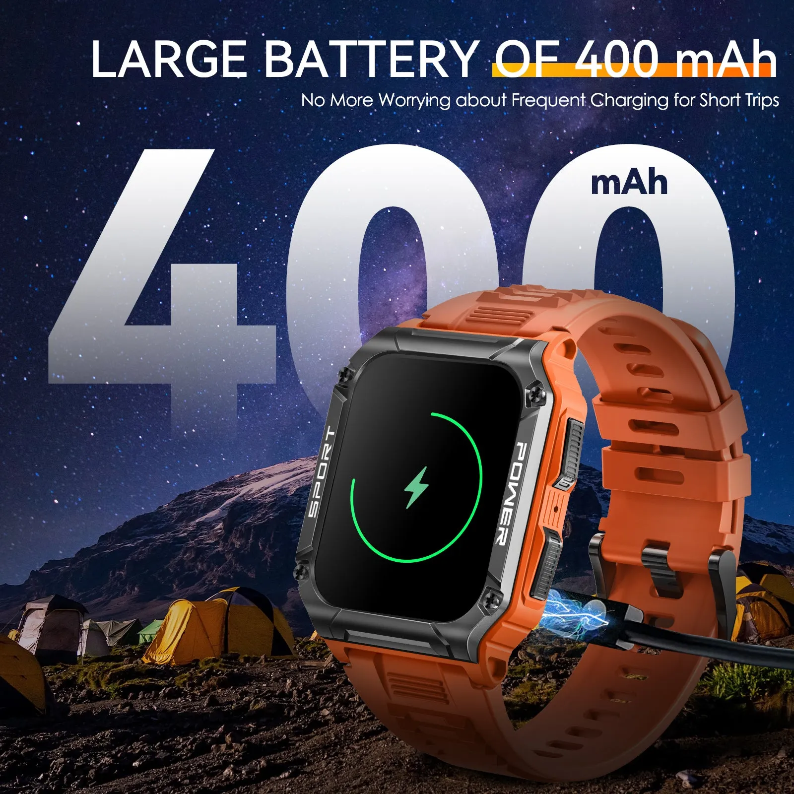 Military Smart Watch for Men 1.95'' Smart Watch (Answer/Make Calls) with Compass Heart Rate Sleep Monitor 109 Sports Modes Fitness Tracker Watch Outdoor Tactical Rugged Smartwatch for iPhone Android