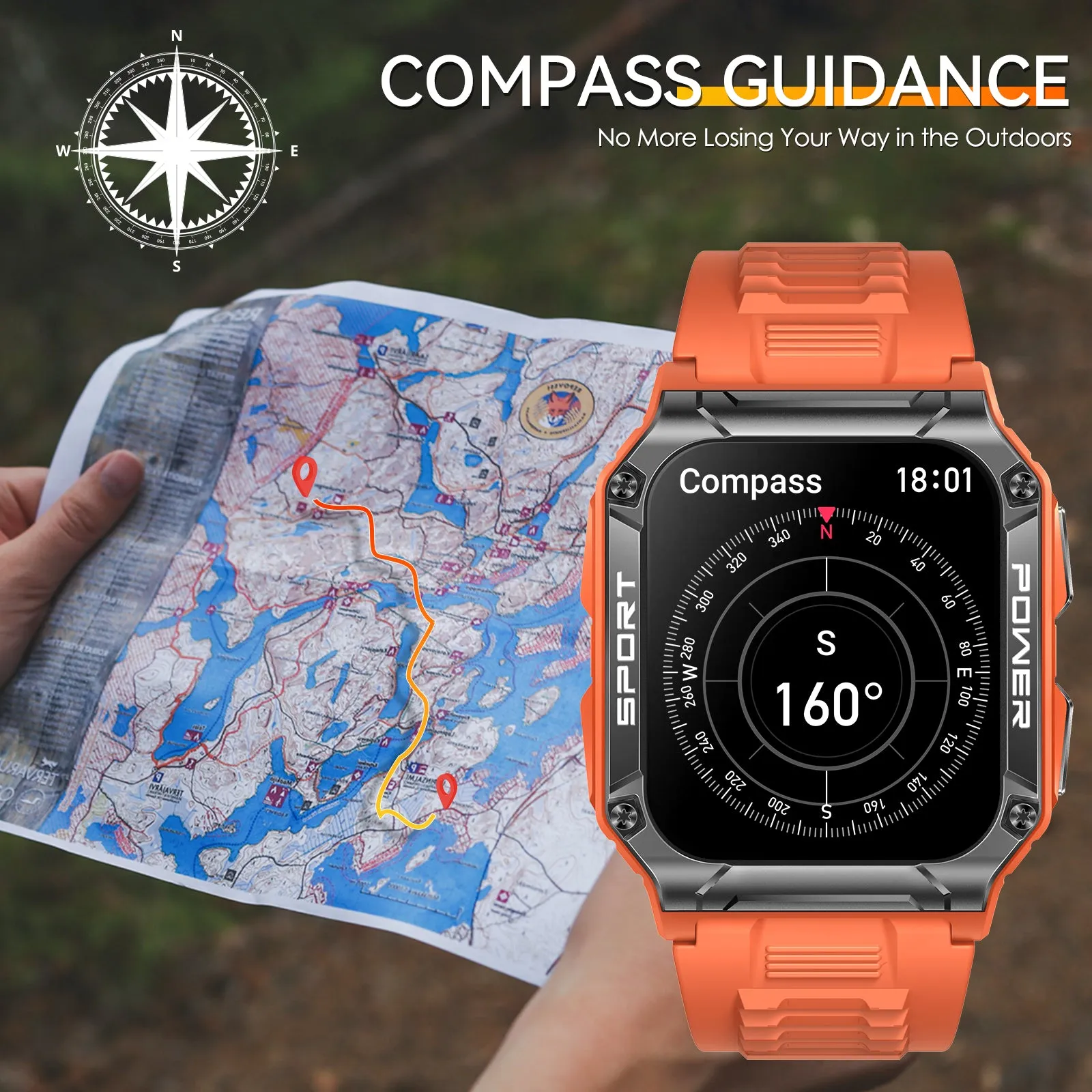 Military Smart Watch for Men 1.95'' Smart Watch (Answer/Make Calls) with Compass Heart Rate Sleep Monitor 109 Sports Modes Fitness Tracker Watch Outdoor Tactical Rugged Smartwatch for iPhone Android