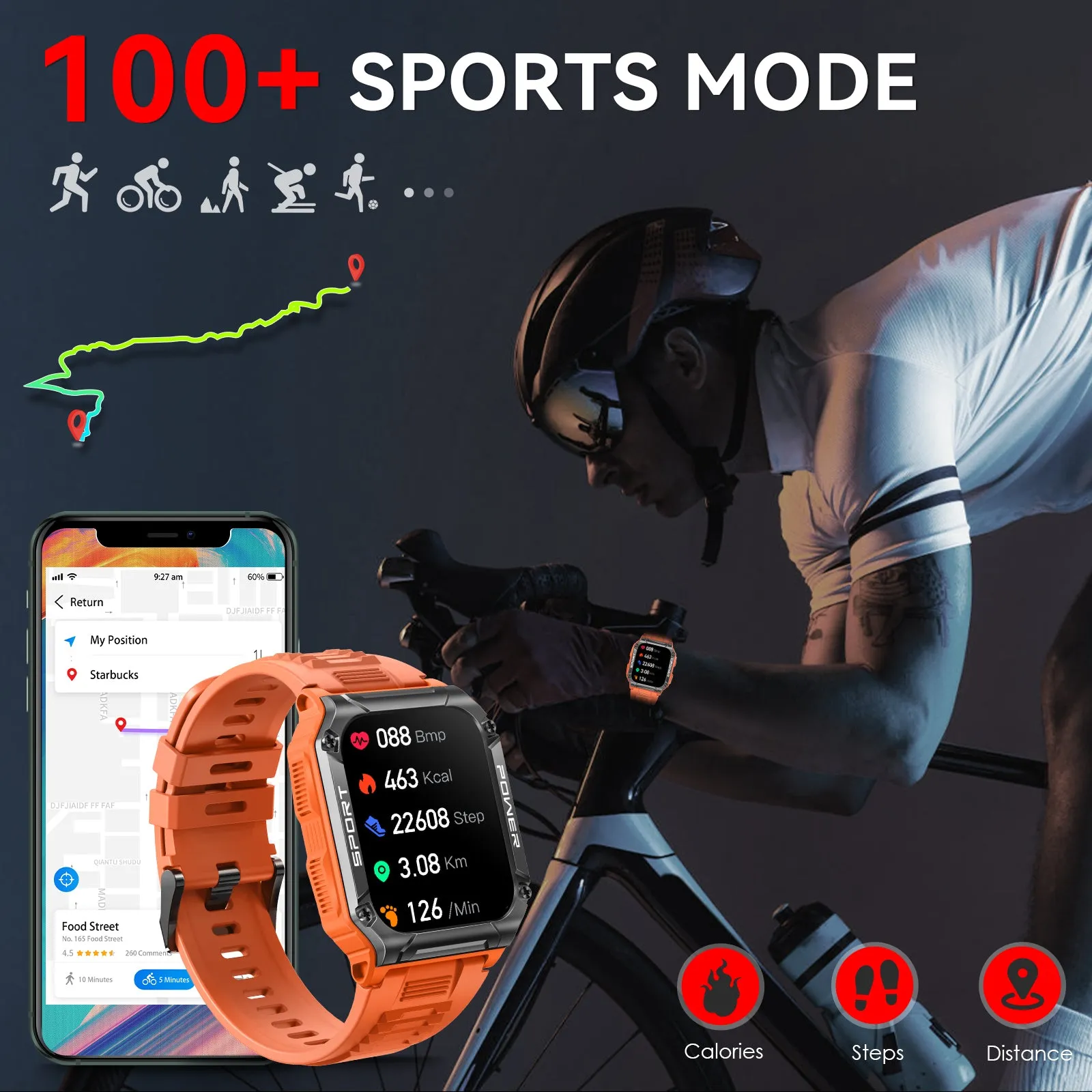 Military Smart Watch for Men 1.95'' Smart Watch (Answer/Make Calls) with Compass Heart Rate Sleep Monitor 109 Sports Modes Fitness Tracker Watch Outdoor Tactical Rugged Smartwatch for iPhone Android