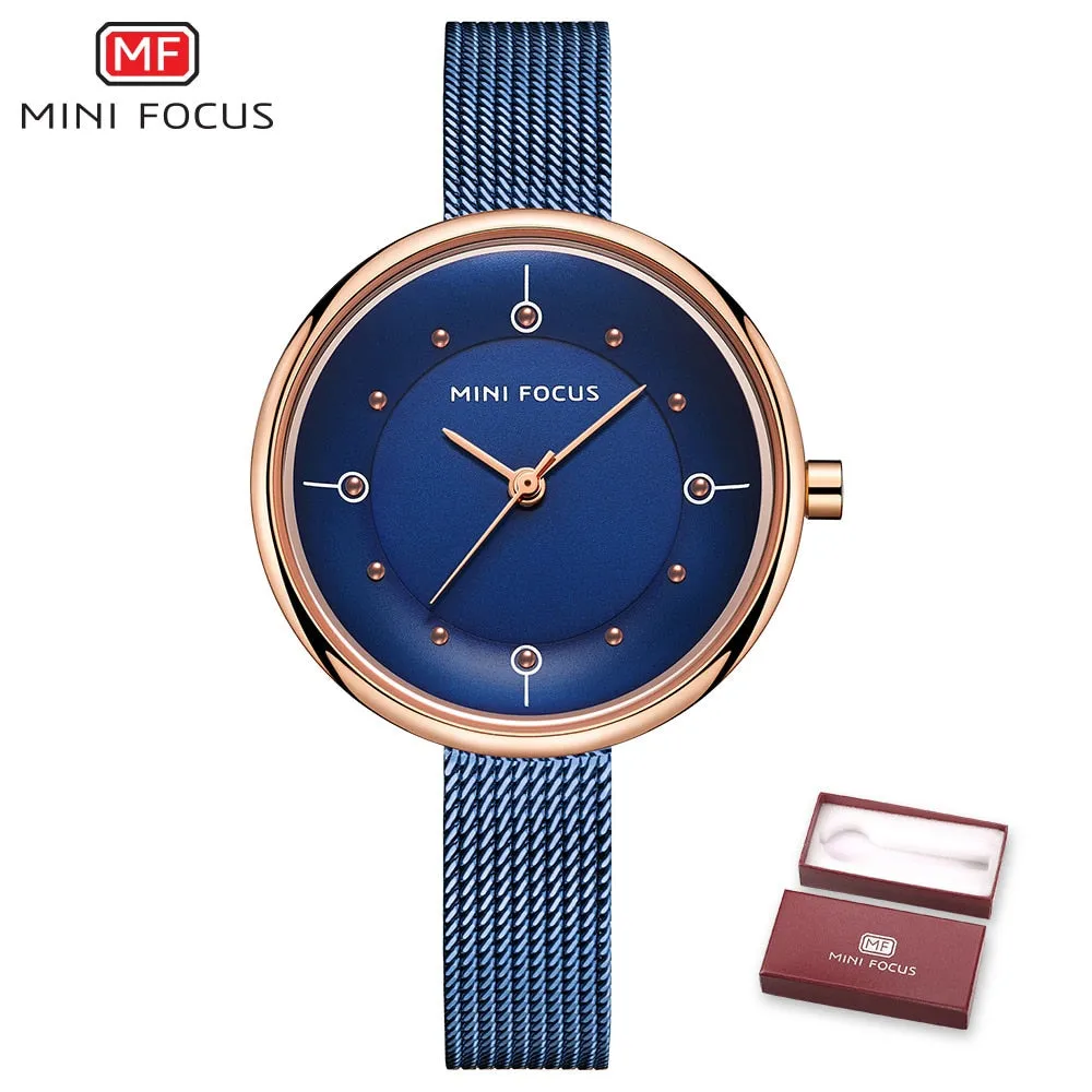 MINI FOCUS Fashion Luxury Watches Women Golden Quartz Watch Womens Rhinestone Dress Wrist Watch Female Clock Ladies Gift Wife