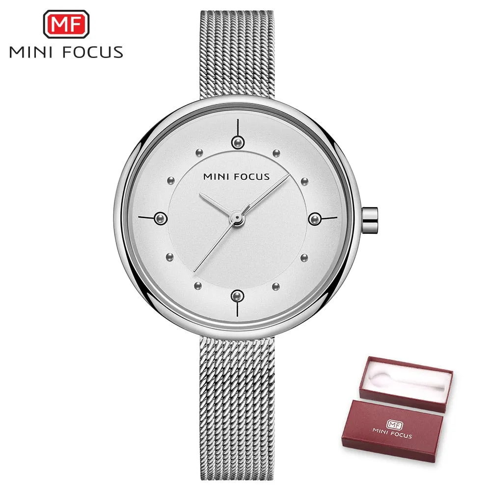 MINI FOCUS Fashion Luxury Watches Women Golden Quartz Watch Womens Rhinestone Dress Wrist Watch Female Clock Ladies Gift Wife