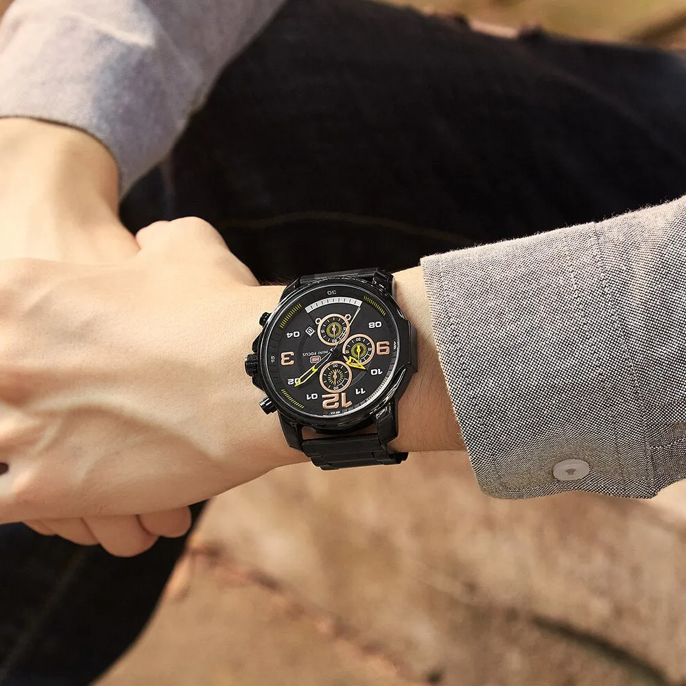 MINI FOCUS Fashion Men Watches Luxury Brand Business Silver Stainless Steel Men&#39;s Quartz Watch Chronograph Sport Wristwatch Mens