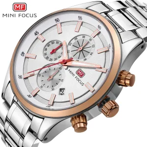 MINI FOCUS Fashion Mens Watches Business Quartz Male Watch Stainless Steell Date Display Men Wristwatches Relogio Masculino