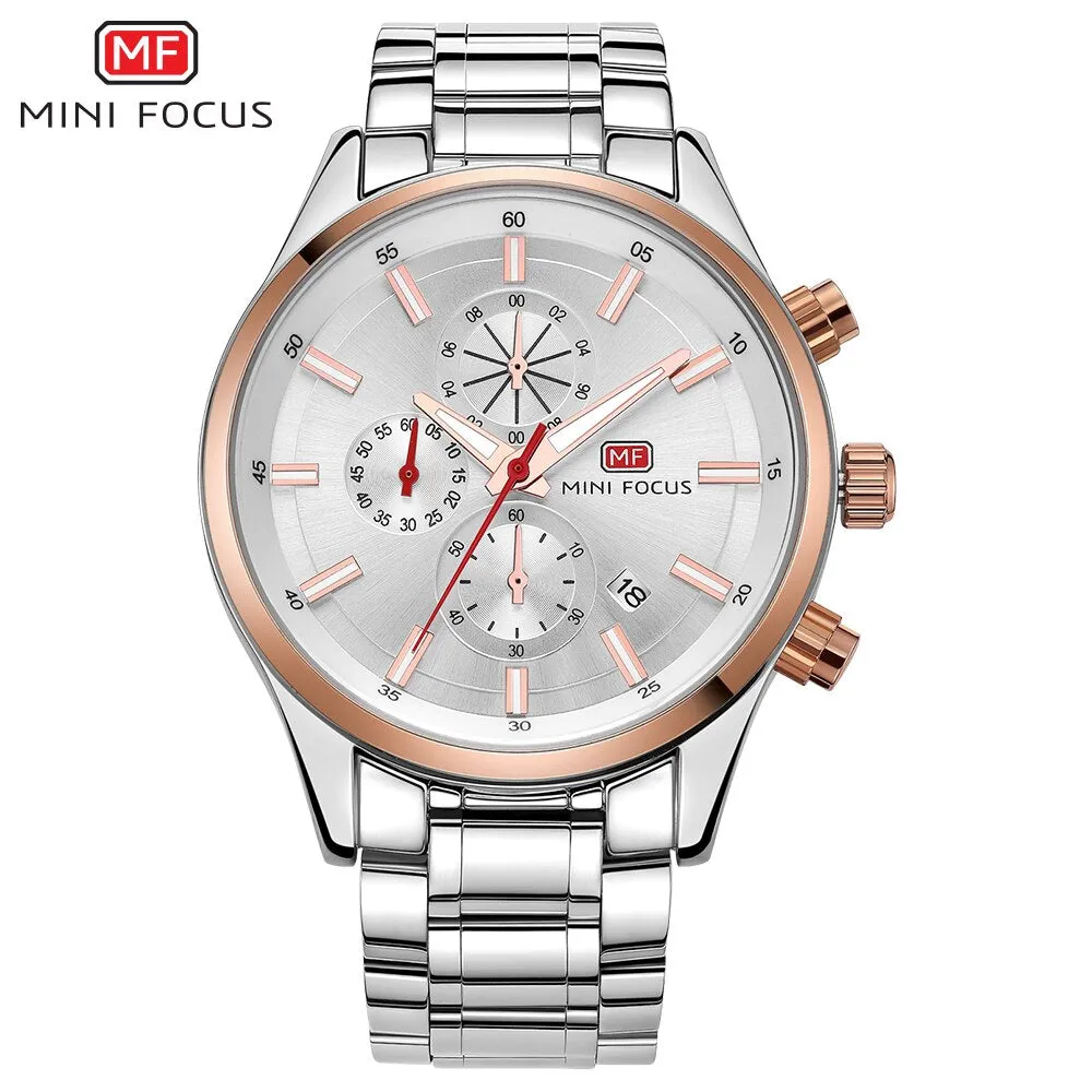 MINI FOCUS Fashion Mens Watches Business Quartz Male Watch Stainless Steell Date Display Men Wristwatches Relogio Masculino