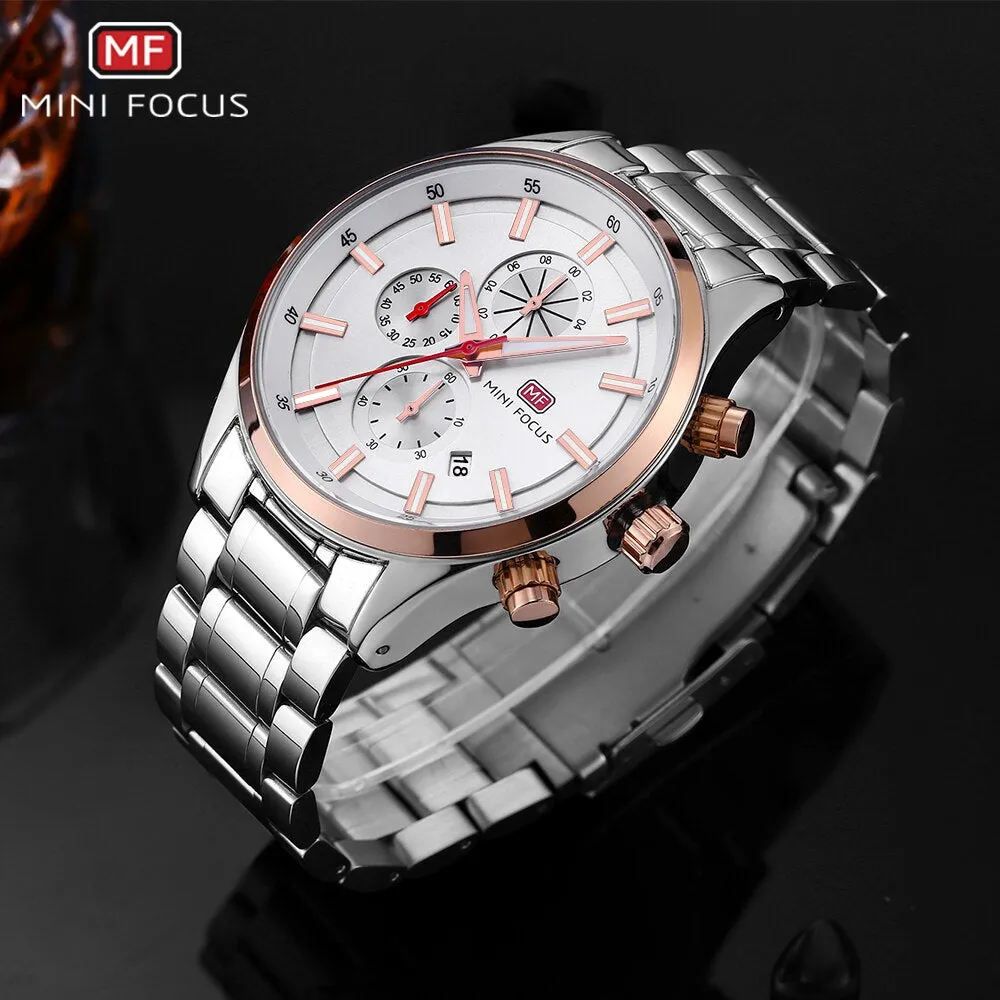 MINI FOCUS Fashion Mens Watches Business Quartz Male Watch Stainless Steell Date Display Men Wristwatches Relogio Masculino