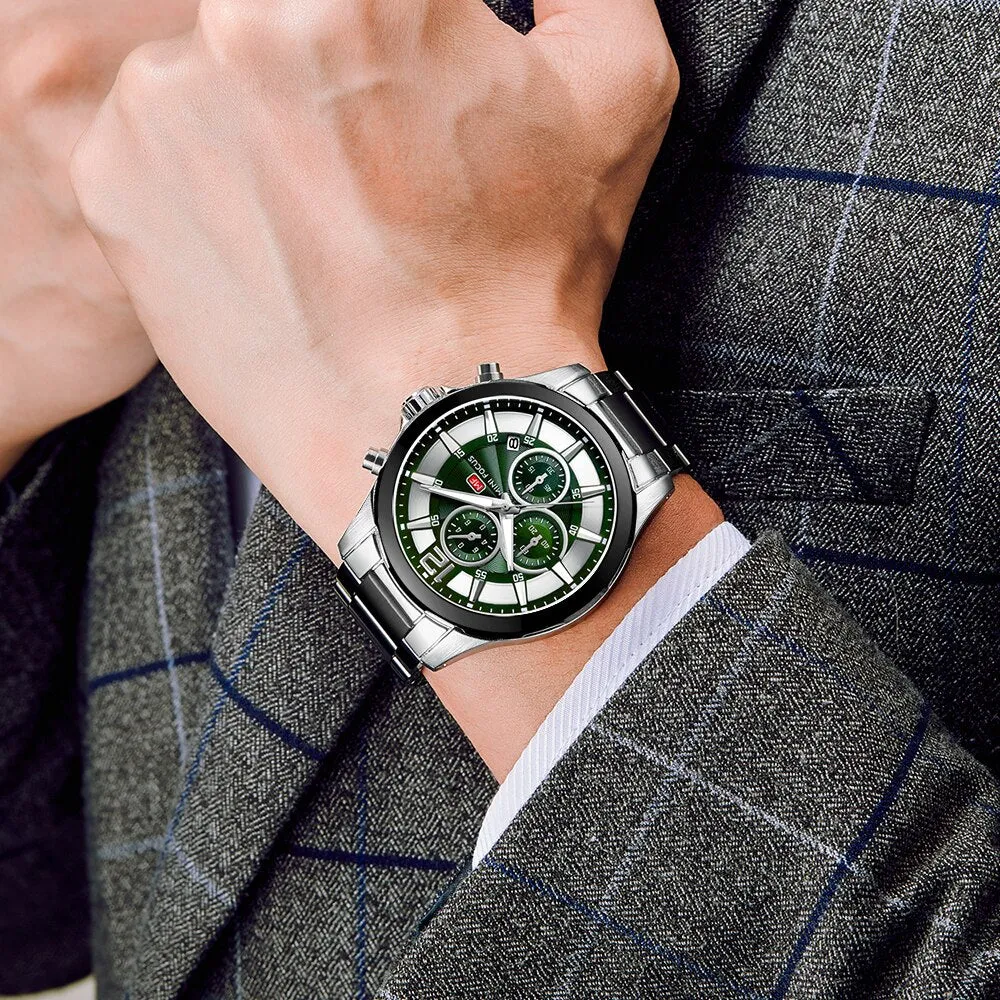 MINI FOCUS Fashion Mens Watches Top Brand Luxury Quartz Wristwatch Steel Strap Multifunction Chronograph Sports Watch Men Clock