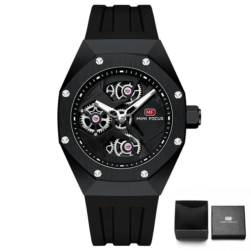 MINI FOCUS Fashion Watch Sports Waterproof Date Analog Quartz Rotating Wheels Male Watches Business Men&#39;s Sport Wristwatch