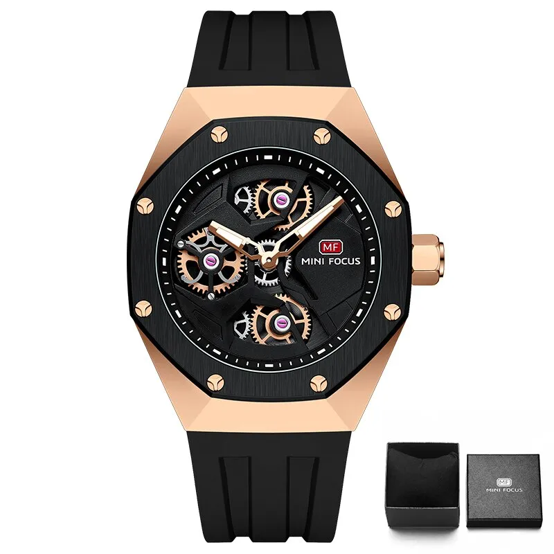 MINI FOCUS Fashion Watch Sports Waterproof Date Analog Quartz Rotating Wheels Male Watches Business Men&#39;s Sport Wristwatch