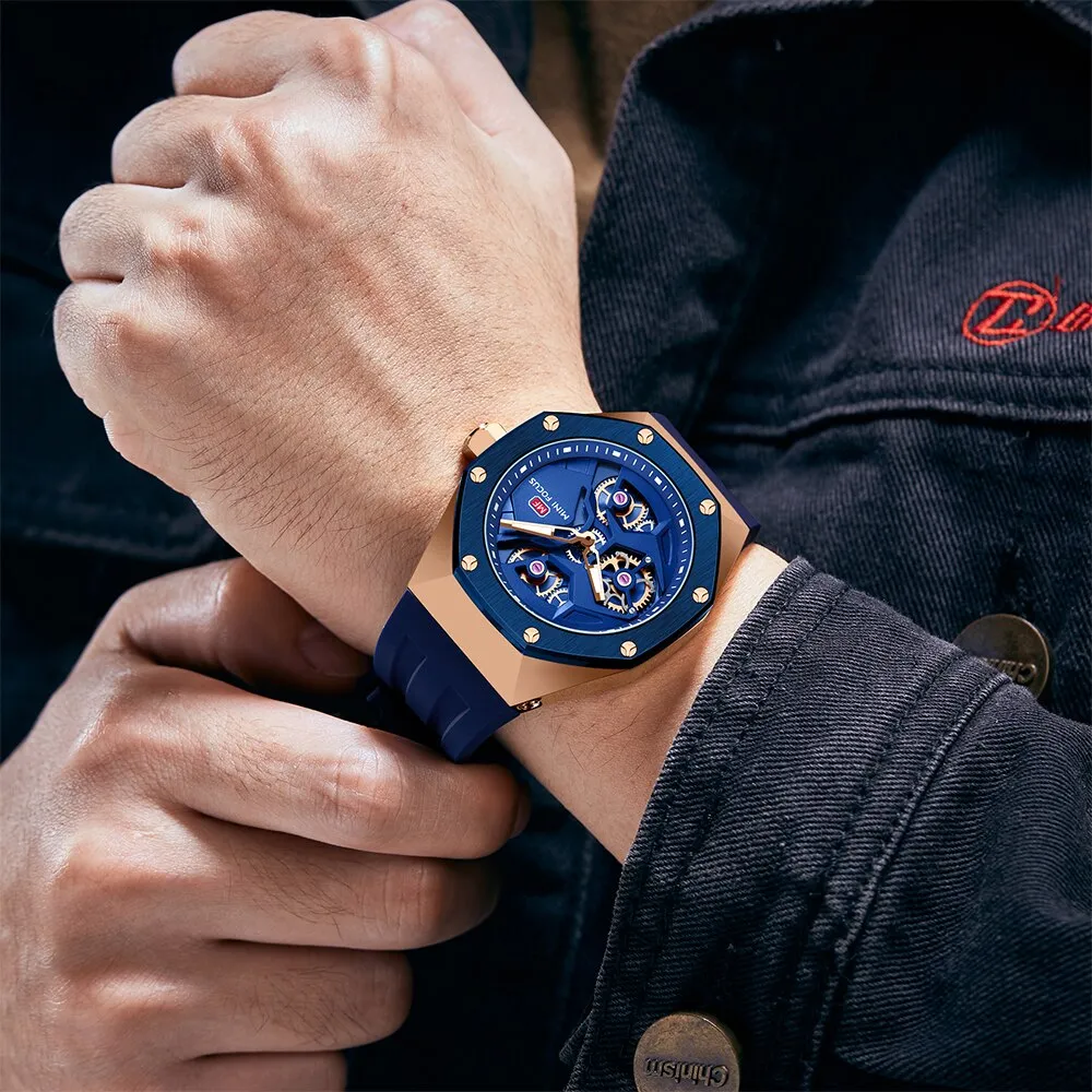 MINI FOCUS Fashion Watch Sports Waterproof Date Analog Quartz Rotating Wheels Male Watches Business Men&#39;s Sport Wristwatch