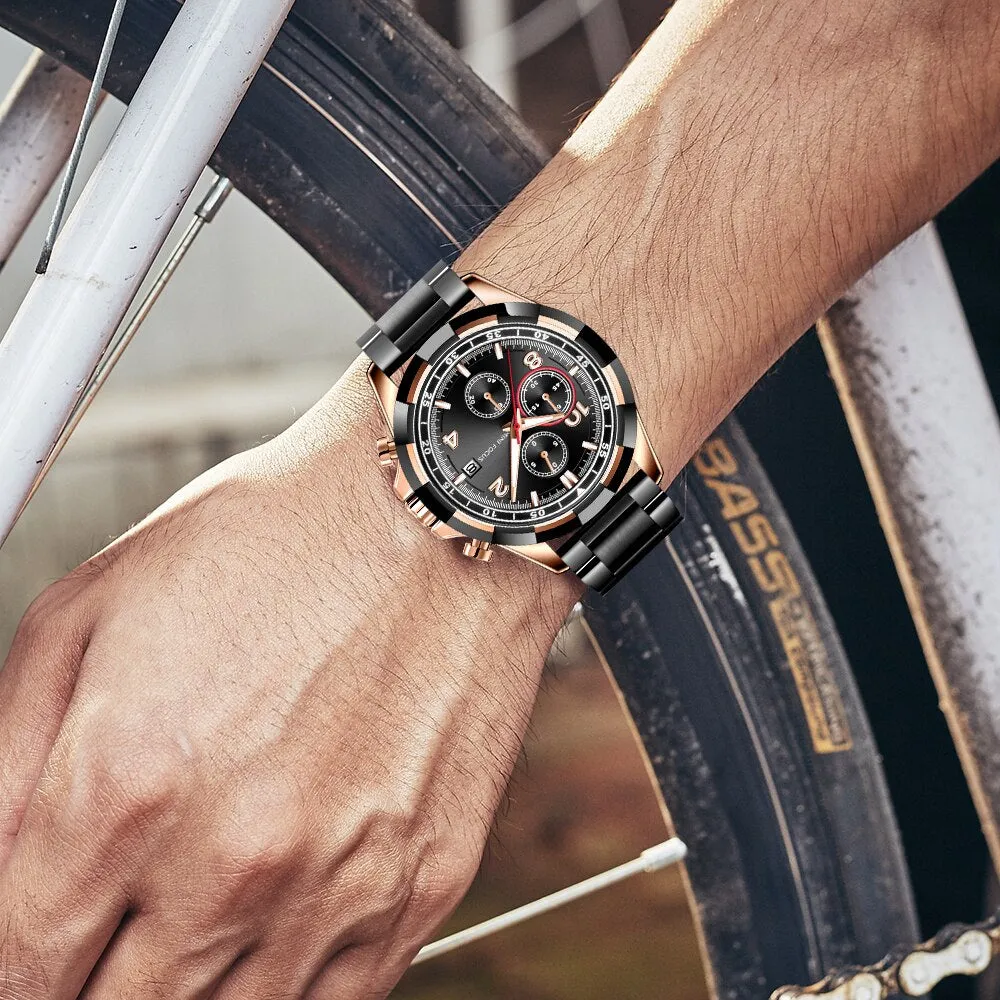 MINI FOCUS Men Watch Date Week Sport Mens Watches Chronograph Top Brand Luxury Waterproof Stainless Quartz Male Business Clock