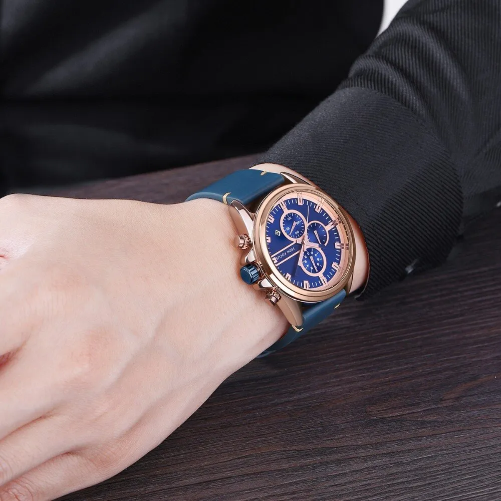 MINI FOCUS Men Watche Business Fashion Men&#39;s Wristwatch Leather Quartz Sports Watch Multifunction Male Clock Relogio Masculino