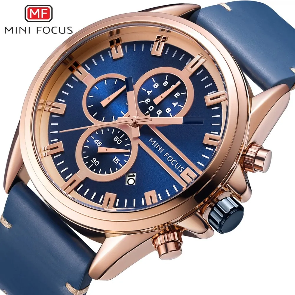 MINI FOCUS Men Watche Business Fashion Men&#39;s Wristwatch Leather Quartz Sports Watch Multifunction Male Clock Relogio Masculino