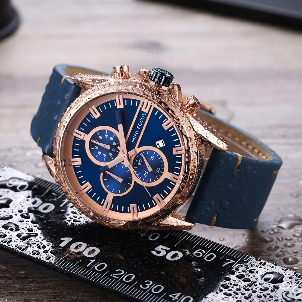 MINI FOCUS Men Watche Business Fashion Men&#39;s Wristwatch Leather Quartz Sports Watch Multifunction Male Clock Relogio Masculino