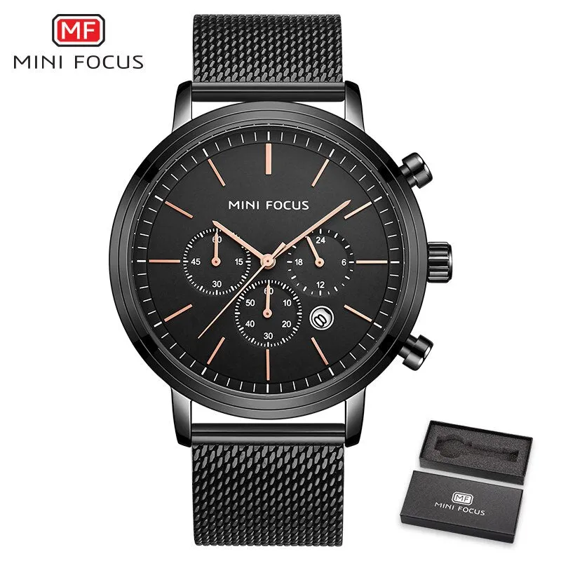 MINI FOCUS Mens Watches Fashion Top Brand White Chronograph Sport Waterproof Quartz Wristwatch For Men Clock Relogio Masculino
