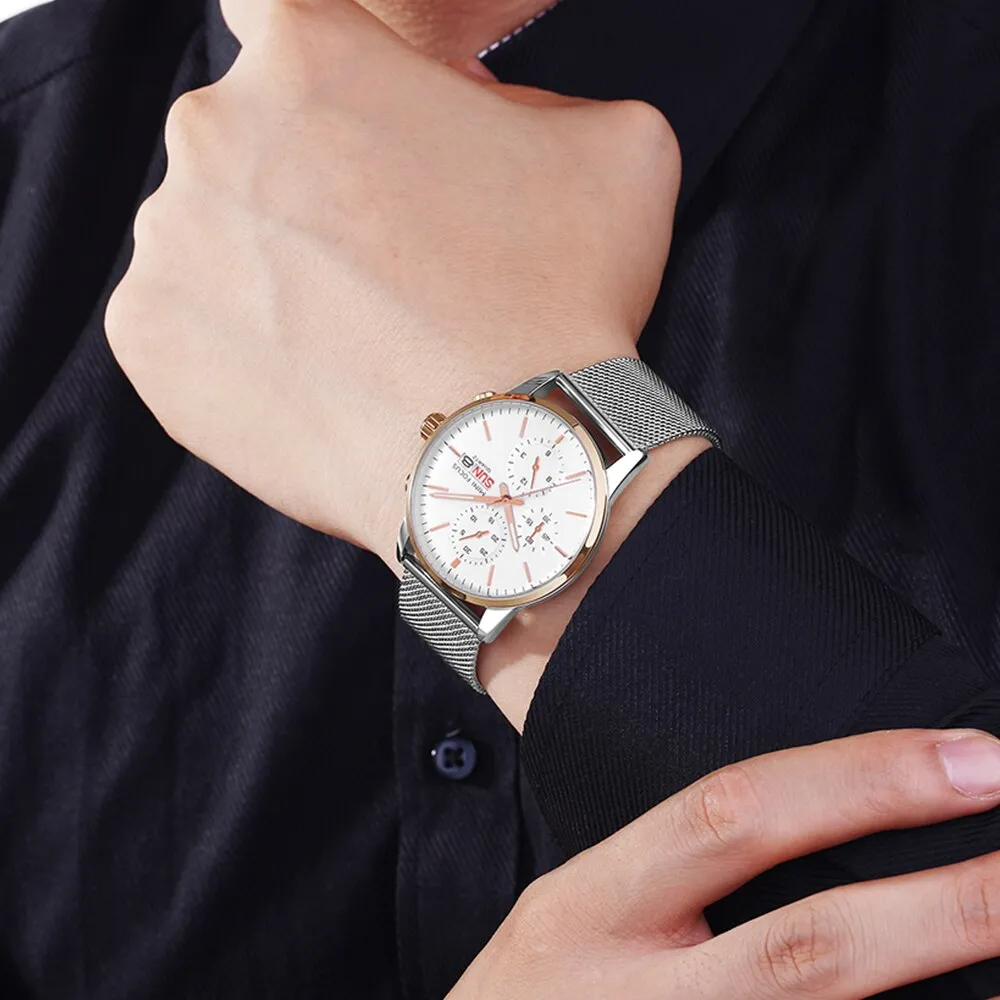 MINI FOCUS Mens Watches Top Brand Luxury Men Quartz Watch Stainless Steel Watchband Business Calendar Wristwatch Male Clock