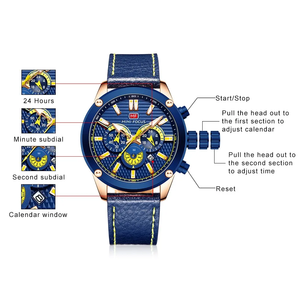 MINI FOCUS Watch Men Top Fashion Casual Chronograph Quartz Sports Watches Military Army Male Wristwatch Clock Relogio Masculino