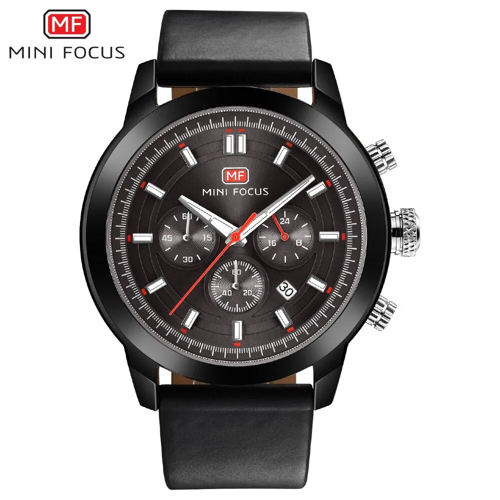 MINI FOCUS Watch Men&#39;s Luxury Sports Fashion Top Brand Man Quartz Watches Leather Timing Waterproof Clock Men Relogio Masculin