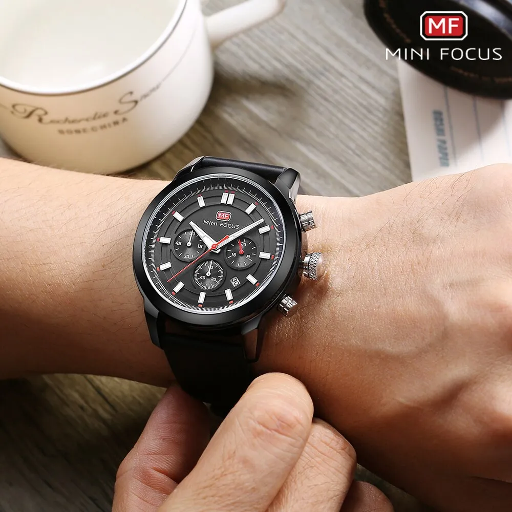 MINI FOCUS Watch Men&#39;s Luxury Sports Fashion Top Brand Man Quartz Watches Leather Timing Waterproof Clock Men Relogio Masculin