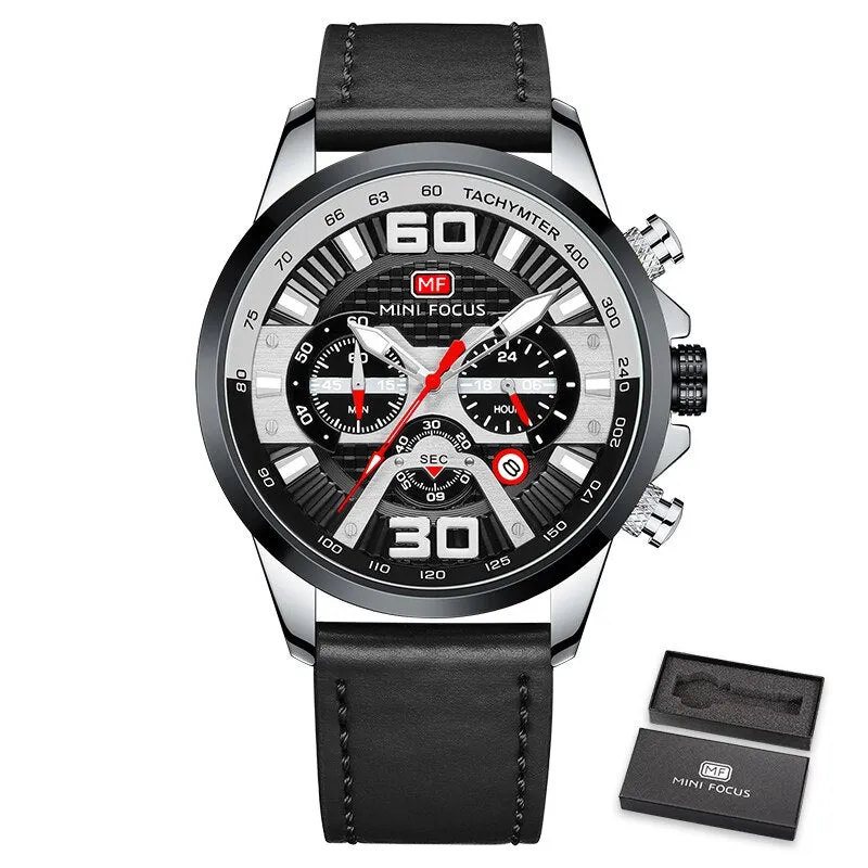 MINI FOCUS  Watches Men Top Brand Luxury Sports Casual Watch Military Leather Quartz Wristwatch Wateproof Male Clock Chronograph