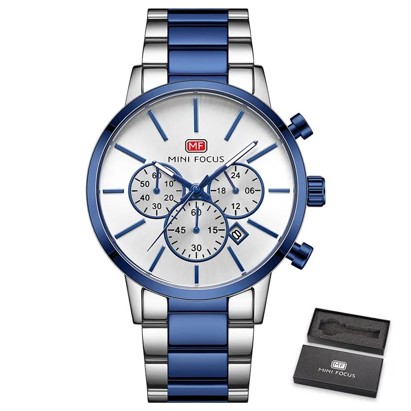 MINI FOCUS Watches Men Top Luxury Brand Quartz Business Watch Steel Band Casual Waterproof Wriswatch Male Clock