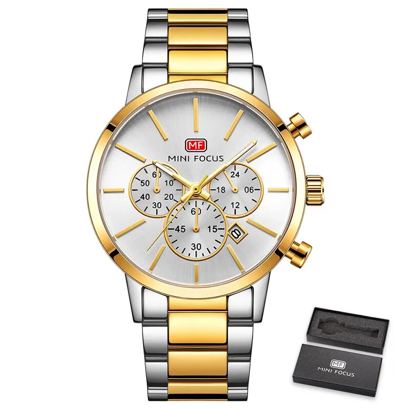 MINI FOCUS Watches Men Top Luxury Brand Quartz Business Watch Steel Band Casual Waterproof Wriswatch Male Clock