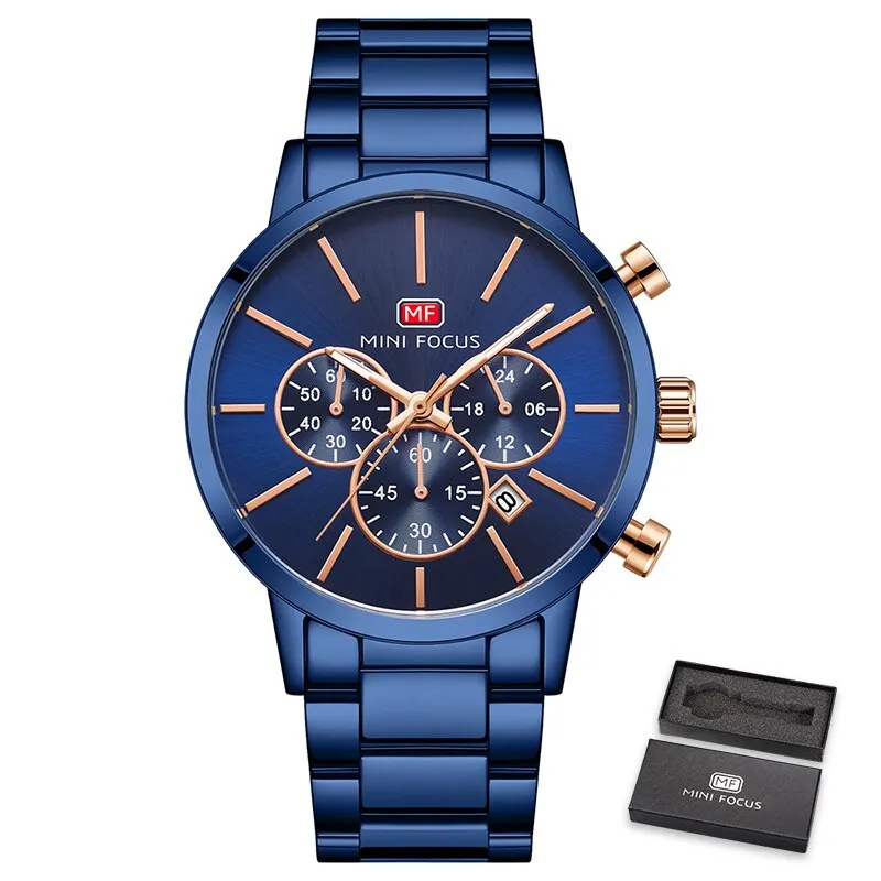 MINI FOCUS Watches Men Top Luxury Brand Quartz Business Watch Steel Band Casual Waterproof Wriswatch Male Clock