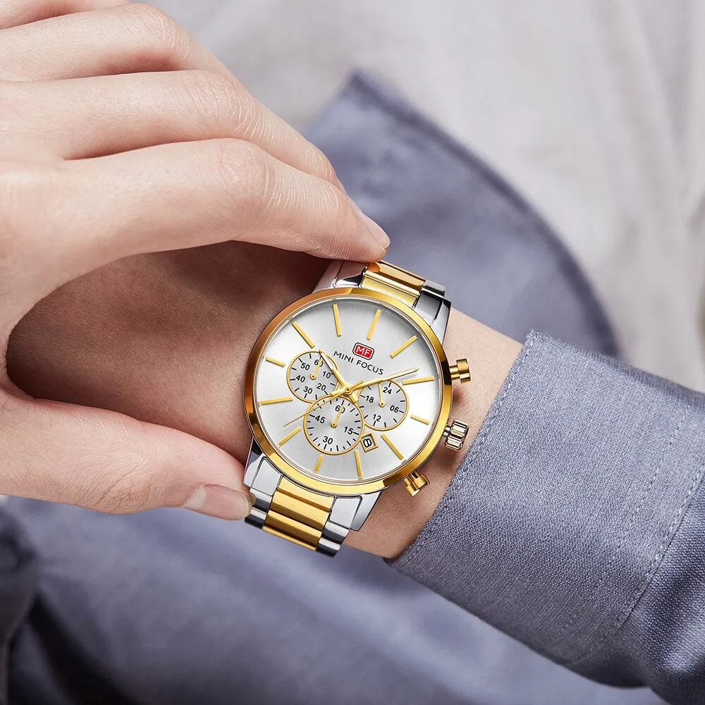 MINI FOCUS Watches Men Top Luxury Brand Quartz Business Watch Steel Band Casual Waterproof Wriswatch Male Clock