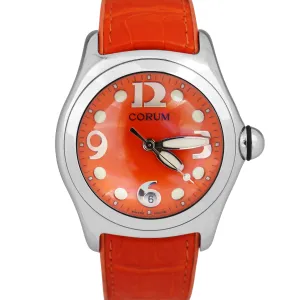 MINT Corum Bubble Orange Leather 45mm 163.150.20 Stainless Steel Quartz Watch