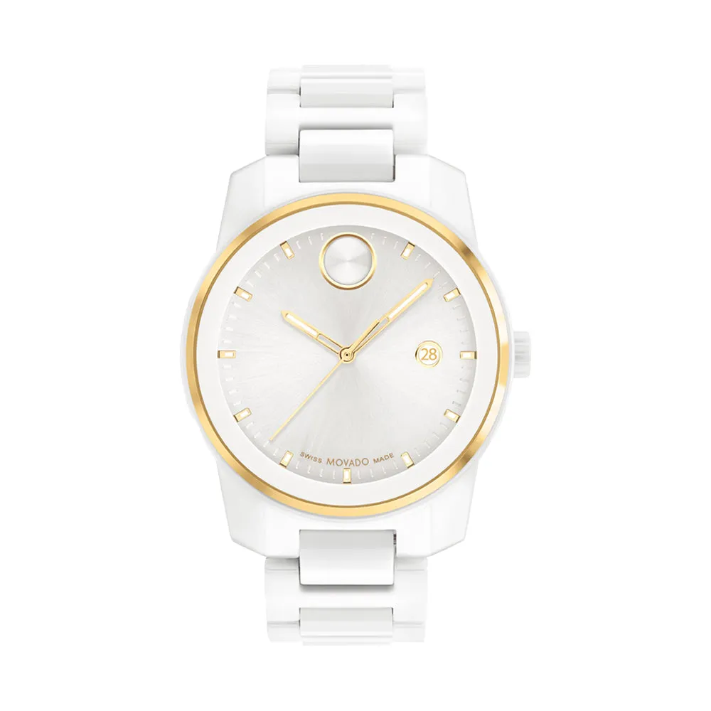 Movado Bold Men's Watch White Tone Case Quartz