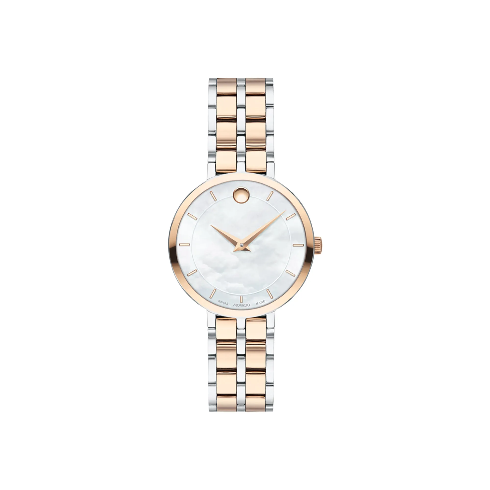 Movado Women's Watch Silver & Carnation Pvd Case Quartz