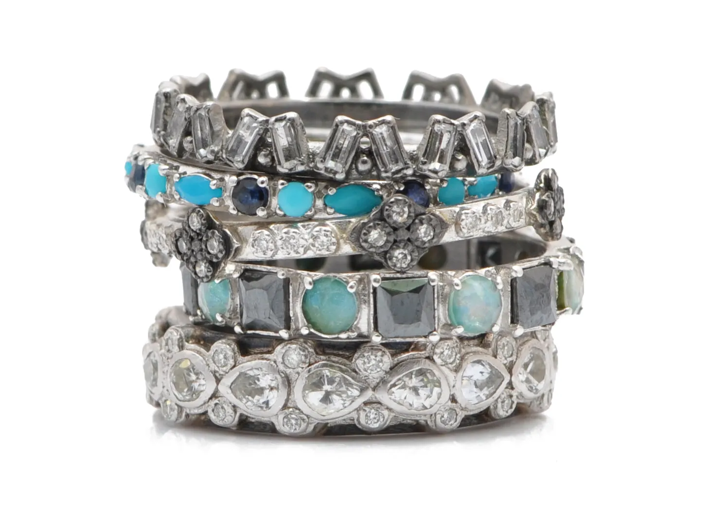 Multi-Stone Stack Band Ring