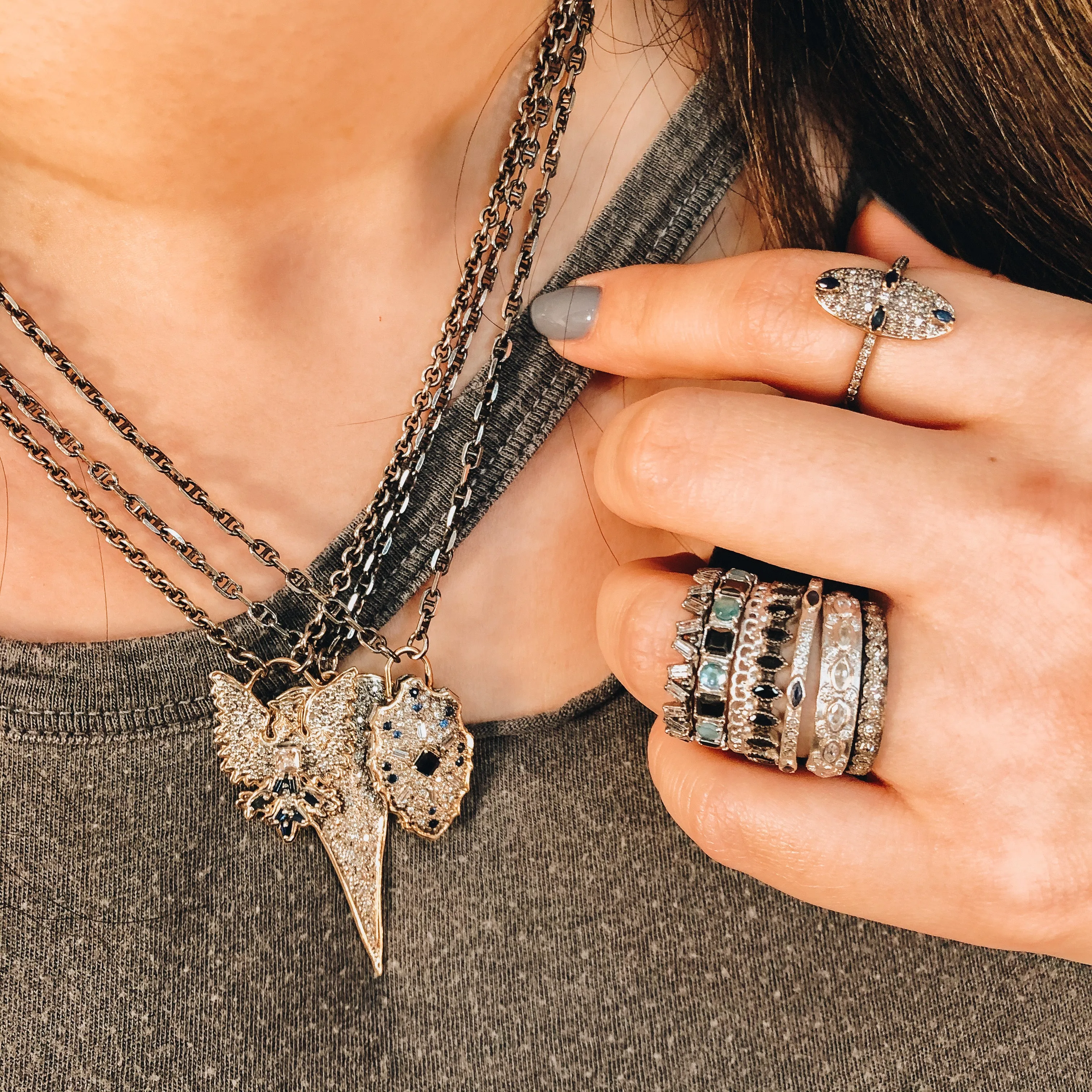 Multi-Stone Stack Band Ring