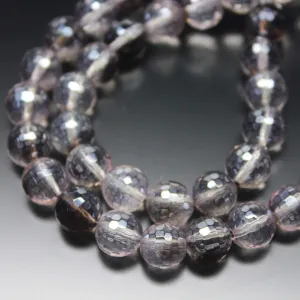 Mystic White Quartz Faceted Round Cut Gemstone Loose Beads Strand 8mm 8"