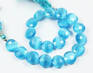 Natural Blue Quartz Faceted Coin Beads 12.5mm 10inches