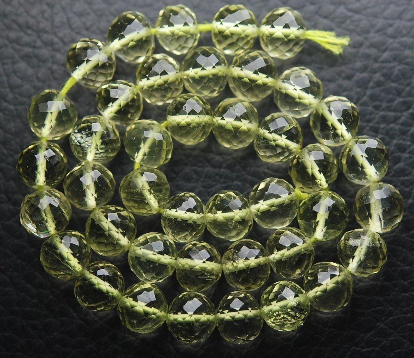 Natural Lemon Quartz Faceted Round Ball Gemstone Loose Bead Strand 11" 5mm 6mm