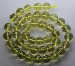 Natural Lemon Quartz Faceted Round Ball Gemstone Loose Bead Strand 11" 5mm 6mm