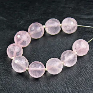 Natural Pink Rose Quartz Faceted Round Beads 10mm 10pc